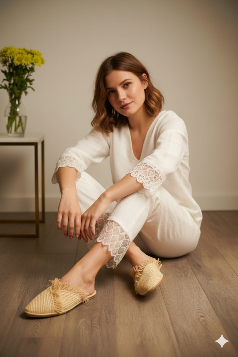 Mules rafia natural Cruz