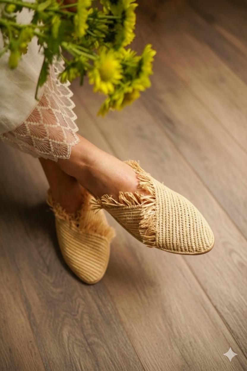Mules rafia natural Cruz
