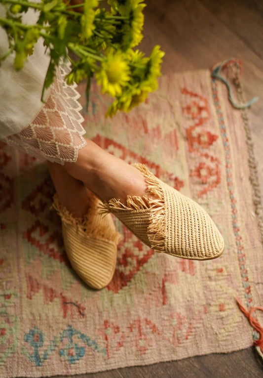 Mules rafia natural Cruz